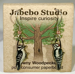 Eco Friendly Downy Woodpecker Earrings