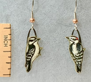 Eco Friendly Downy Woodpecker Earrings