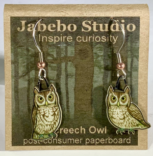 Eco Friendly Gray Screech Owl (Gray) Earrings