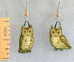 Eco Friendly Gray Screech Owl (Gray) Earrings