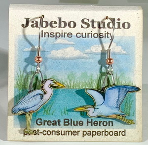 Eco Friendly Great Blue Heron Earrings