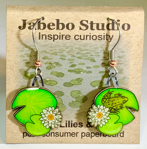 Eco Friendly Lily Pad with Frog Earrings