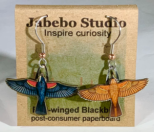 Eco Friendly Redwing Blackbird Earrings
