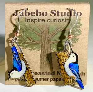 Eco Friendly White-Breasted Nuthatch Earrings
