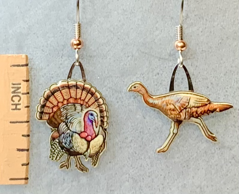 Eco Friendly Wild Turkey Earrings