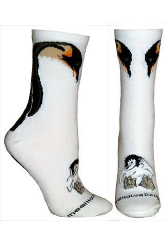 Emperor Penguin and Chick on White Socks, Large