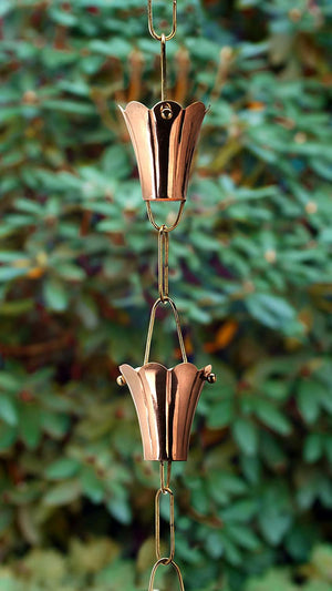 Fluted Flower Pure Copper 8.5 ft. Rain Chain