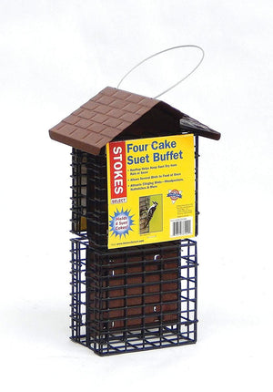 Four Cake Suet Buffet Bird Feeder with Metal Roof