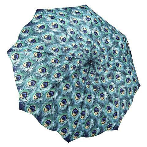 Galleria Peacock Reverse Close Folding Umbrella