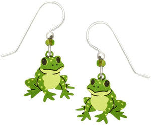 Green Speckled Frog Earrings