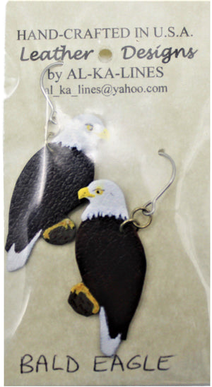 Hand-Crafted Leather Bald Eagle Earrings