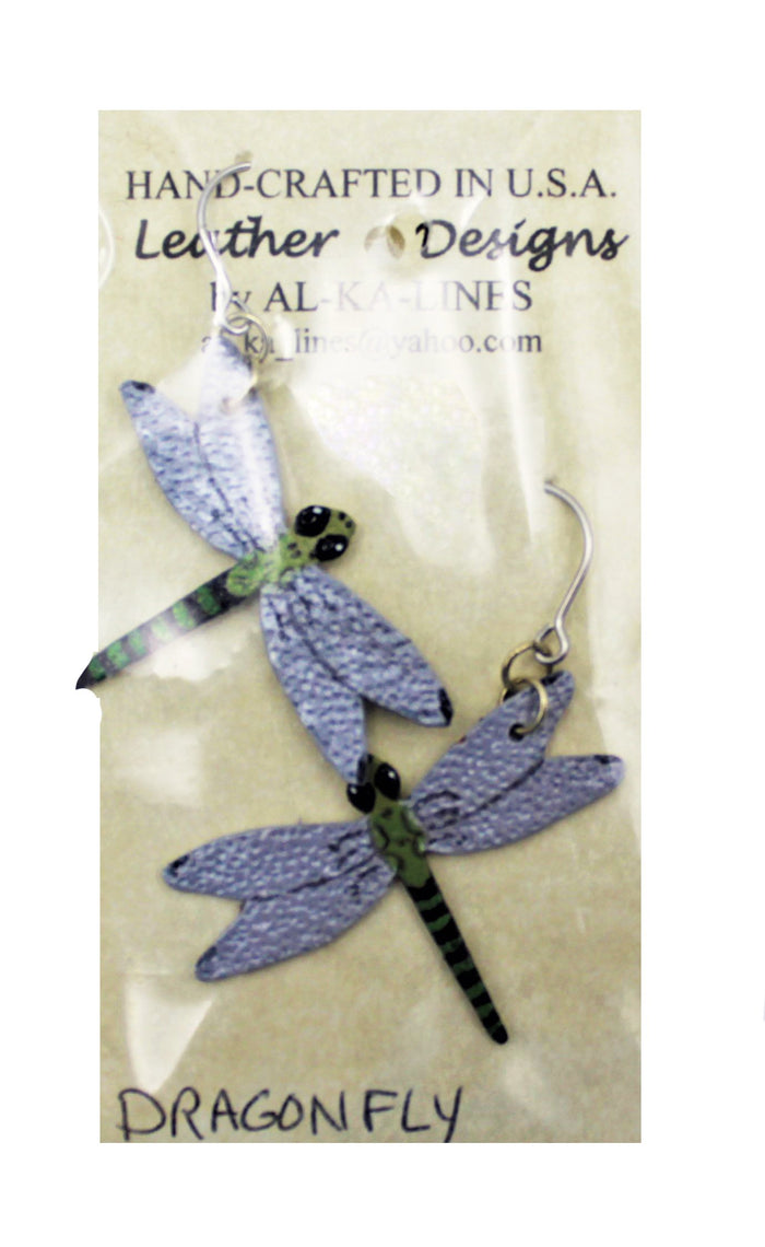 Hand-Crafted Leather Dragonfly Earrings