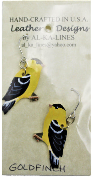 Hand-Crafted Leather Goldfinch Earrings