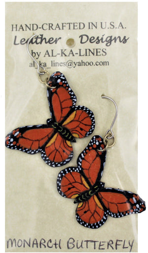 Hand-Crafted Leather Monarch Butterfly Earrings