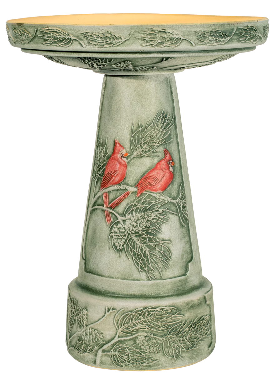 Buy Handpainted Winter Cardinal Birdbath Set (Store Pickup Only) Online