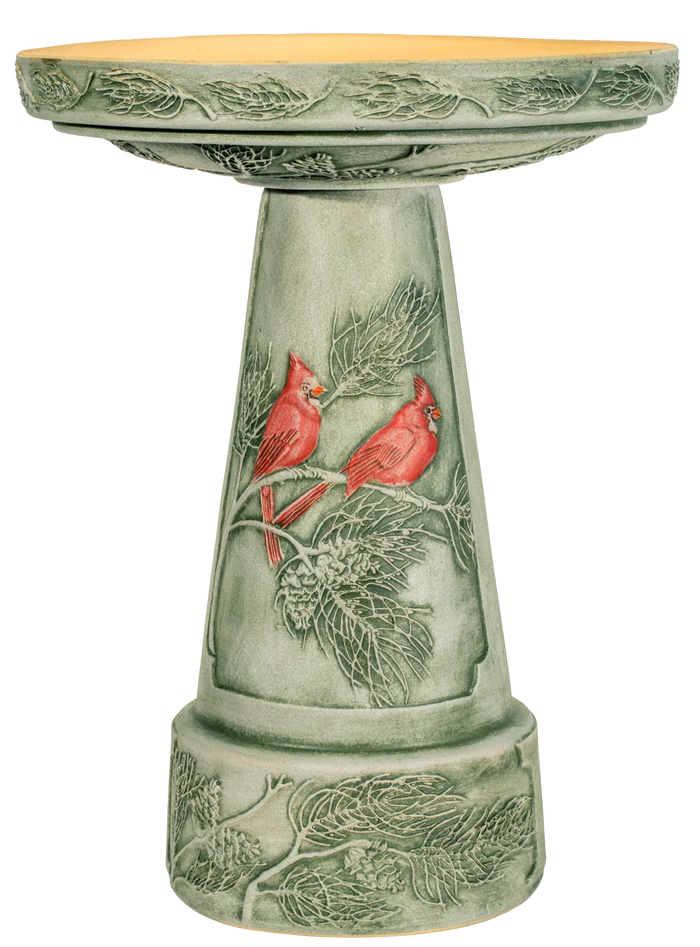 Buy Handpainted Winter Cardinal Birdbath Set (Store Pickup Only) Online