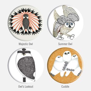 Inuit Owls Glass Magnet Set
