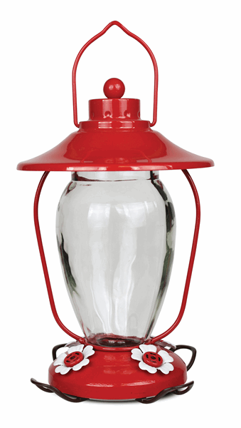 Lantern Style Glass Hummingbird Feeder