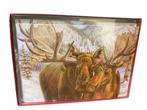 Christmas Moose Couple Greeting Cards