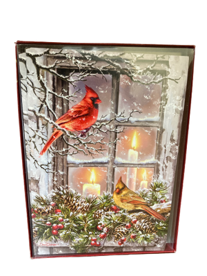 Cardinals By the Window Christmas Greeting Cards