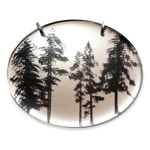 Mirror Oval Forest Pendant With Chain