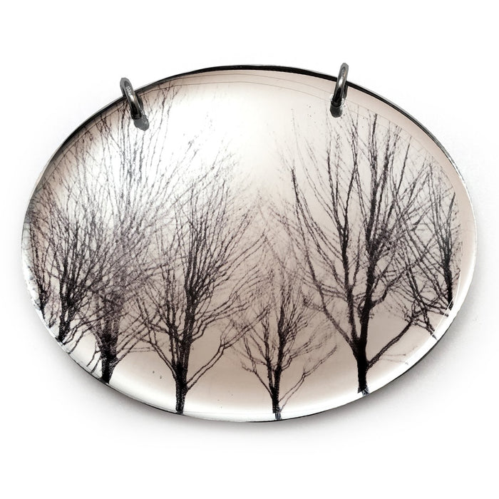 Mirror Oval Trees Pendant With Chain