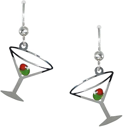 Martini Glass With Olive Earrings