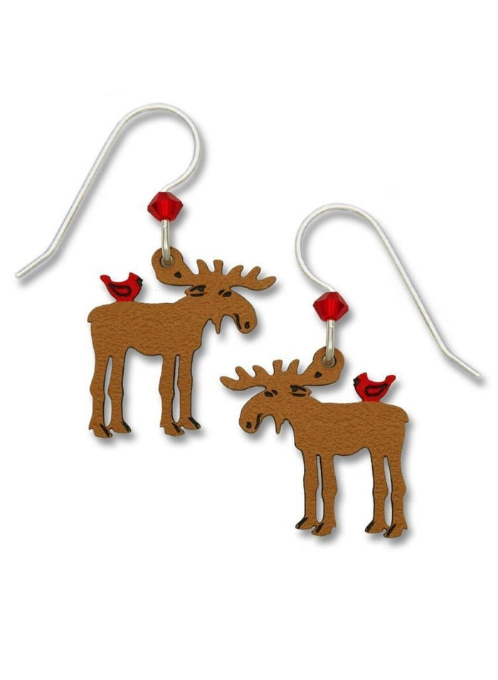 Moose with Cardinal Earrings