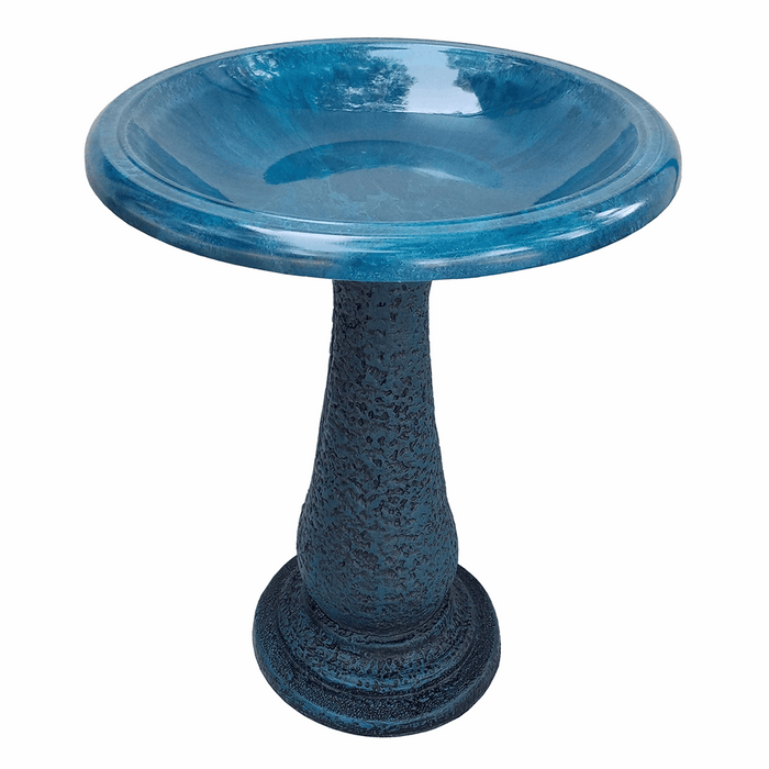 Navy Blue Fiber Clay Birdbath with Gloss Bowl/Rim and Mat Base, 25 Inch