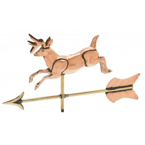 Polished Cottage 3D Jumping Deer Weathervane With Arrow