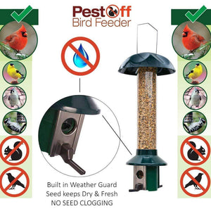 Roamwild PestOff Mixed Seed Squirrel Proof Bird Feeder, Green