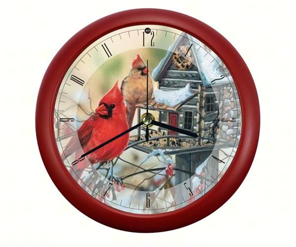 Rustic Cardinals 8 inch Sound Clock