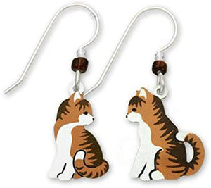 Tess"" 2 Tabby Cats Earrings