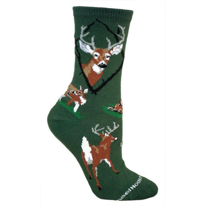 White-tailed Deer Lightweight Cotton Crew Socks, Large