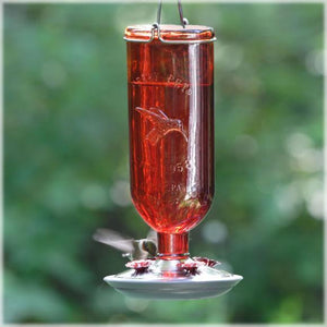 Red Antique Bottle HummingbirdFeeder, 16 oz.