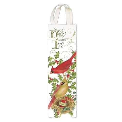 Wine Caddy Gift Bag, Holly & Ivy