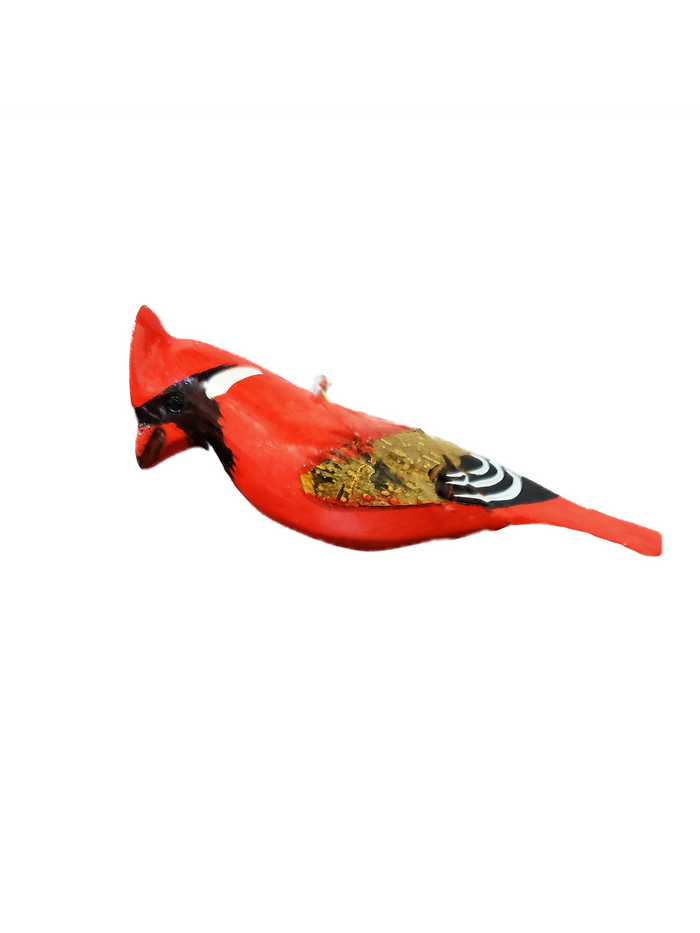 Wood Ornament Cardinal Barkwing