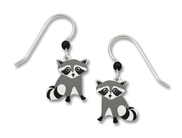 Young Raccoon Hand Painted Earrings