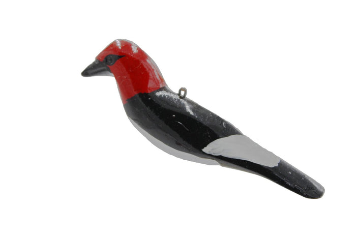 Wood Bird Ornament: North American: Red-Headed Woodpecker
