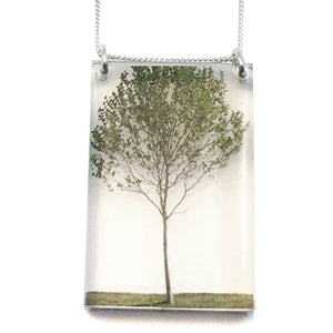 Tall Green Tree Pendant With Chain