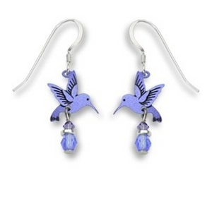 Periwinkle Hummingbird with Bead Drop Earrings