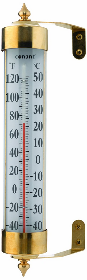 Grande View Thermometer Living Finish Brass