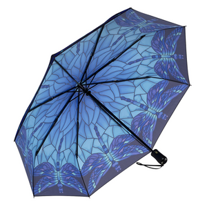 Stained-Glass Dragonfly Reverse Close Folding Umbrella